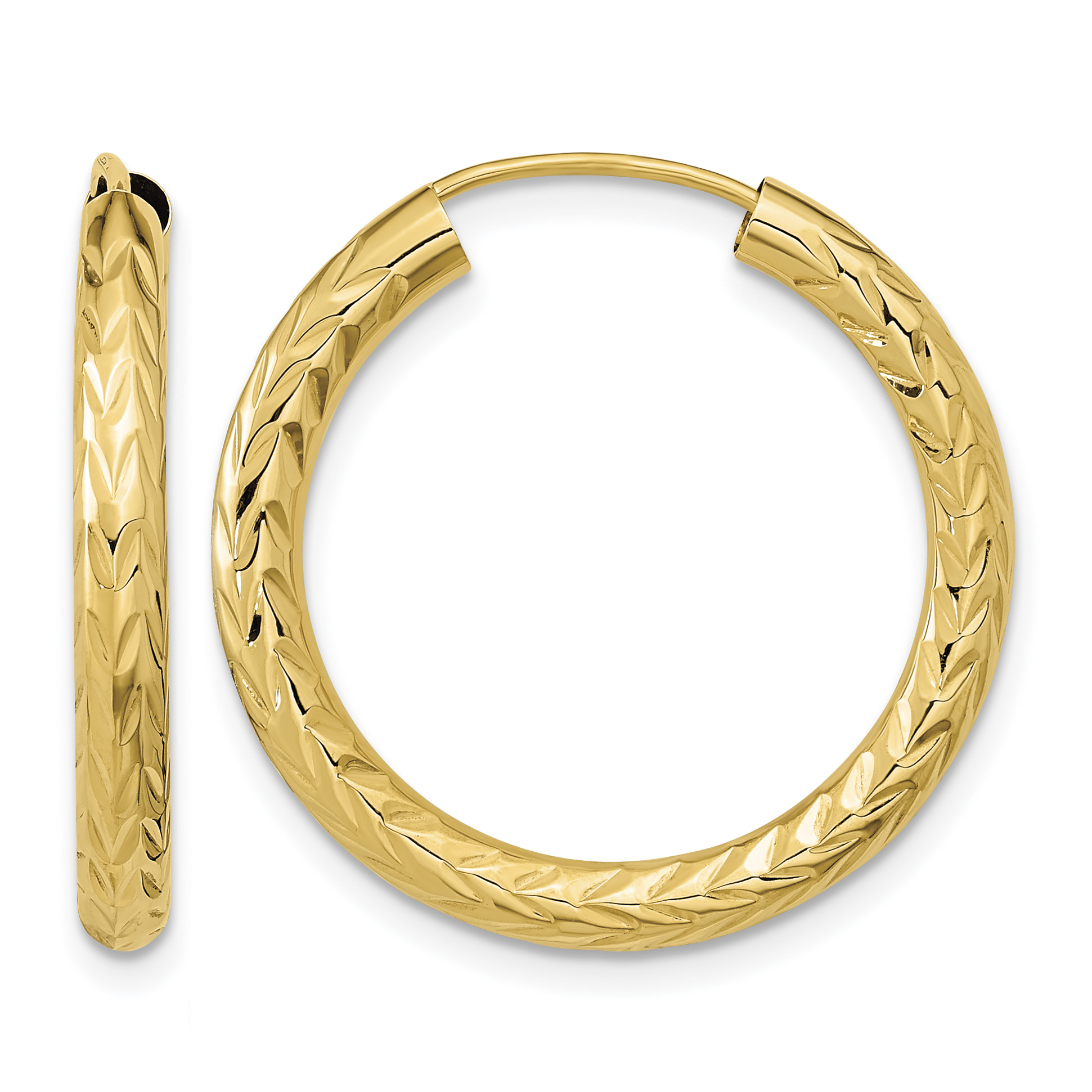 14k Polished & D/C Endless Hoop Earrings (TF1005)