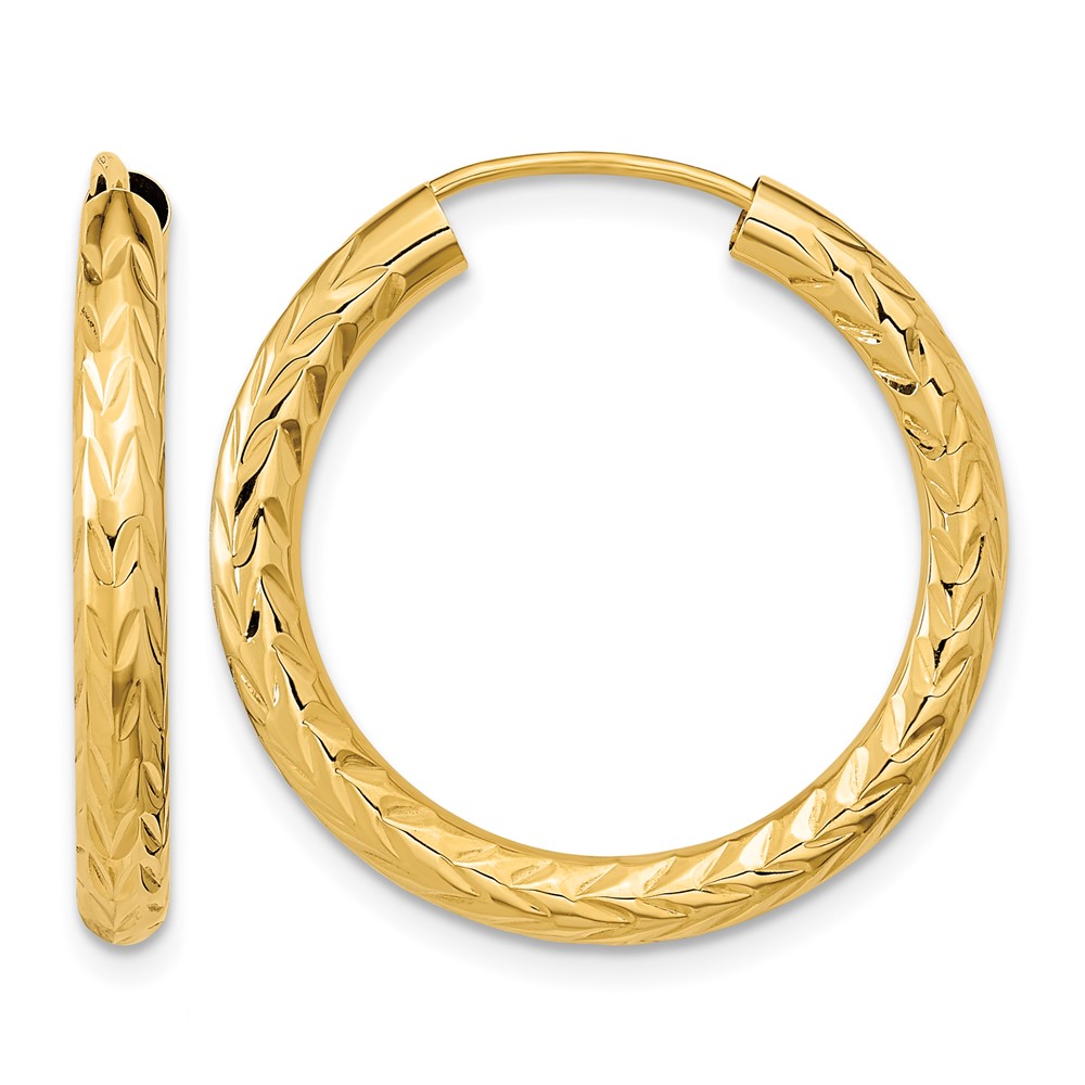 14k Polished & D/C Endless Hoop Earrings (TF1005)