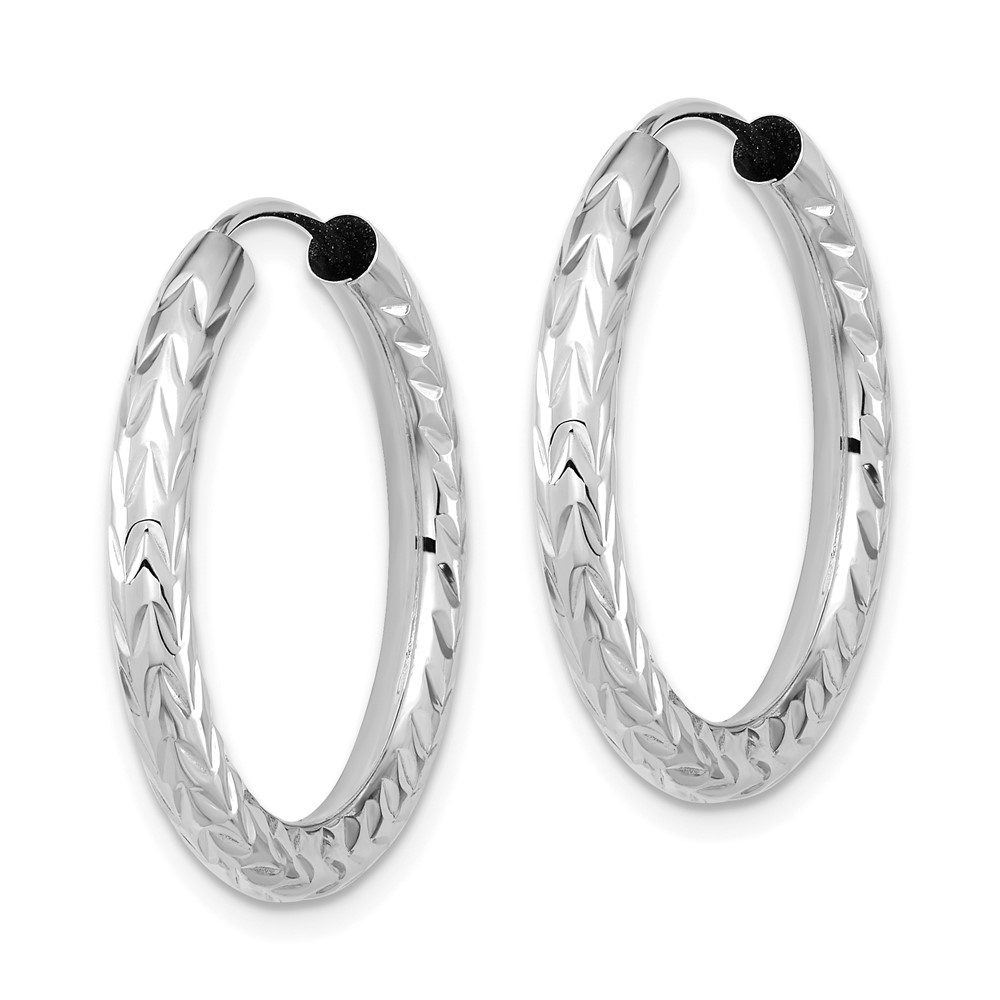 14k White Gold Polished & D/C Endless Hoop Earrings (TF1005W)