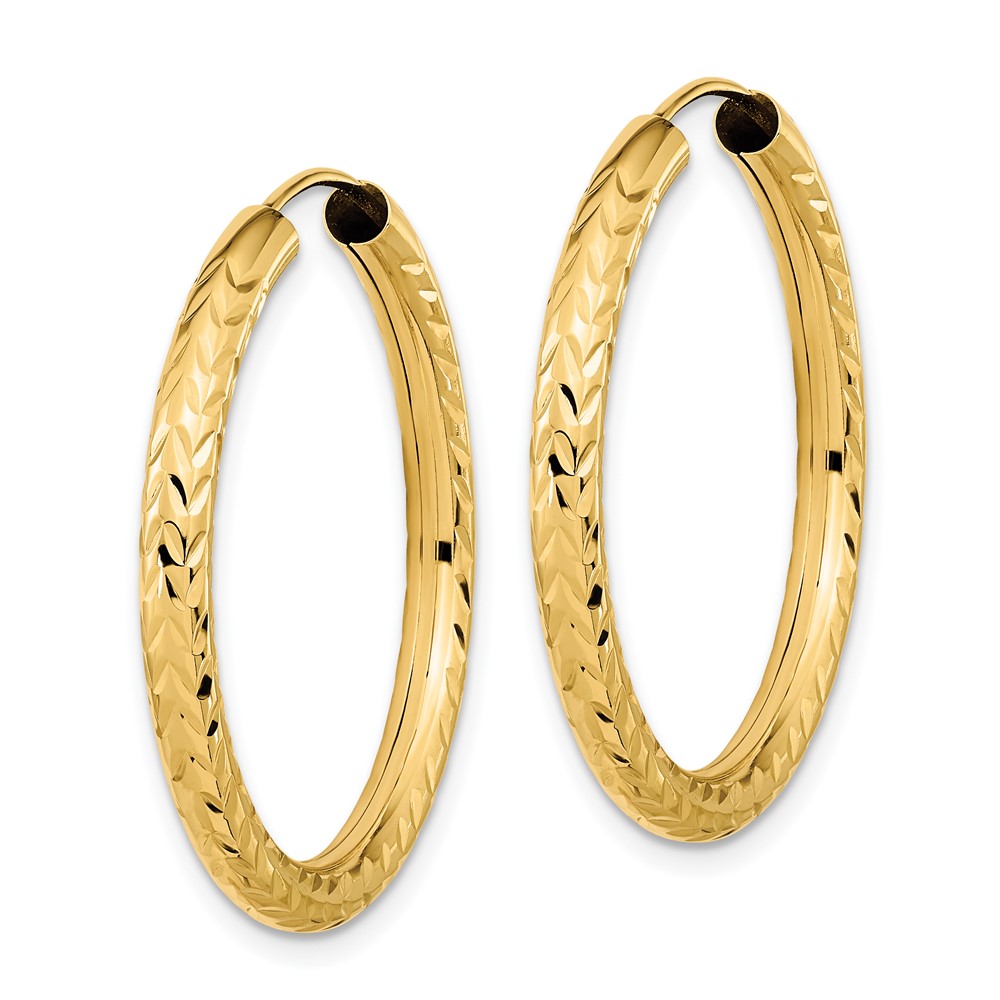 14k Polished & D/C Endless Hoop Earrings (TF1006)