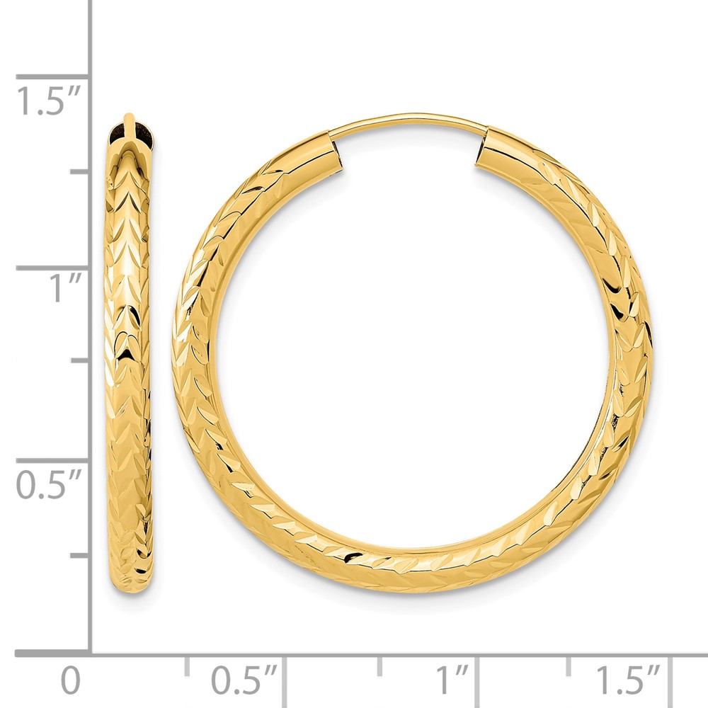 14k Polished & D/C Endless Hoop Earrings (TF1006)