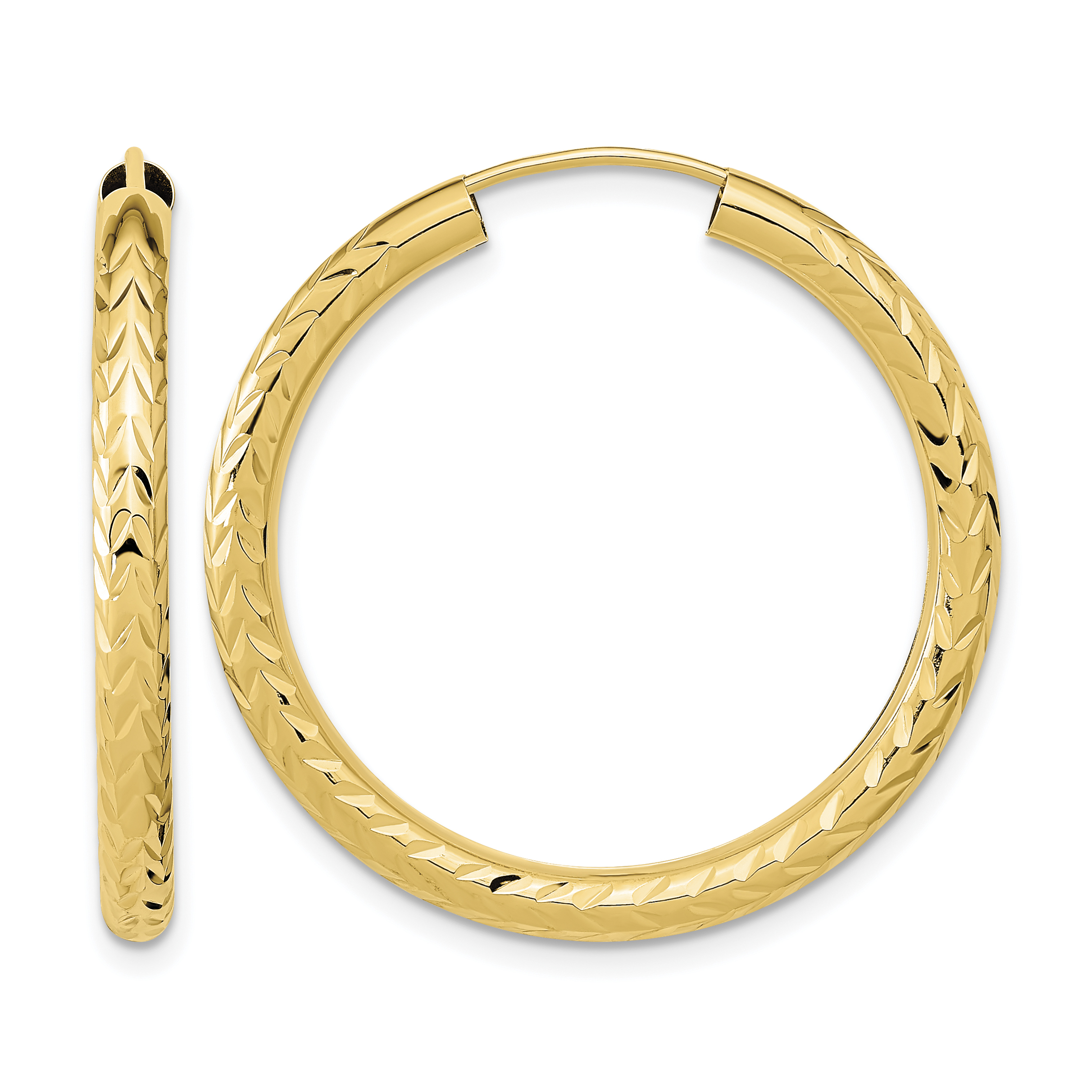 14k Polished & D/C Endless Hoop Earrings (TF1006)
