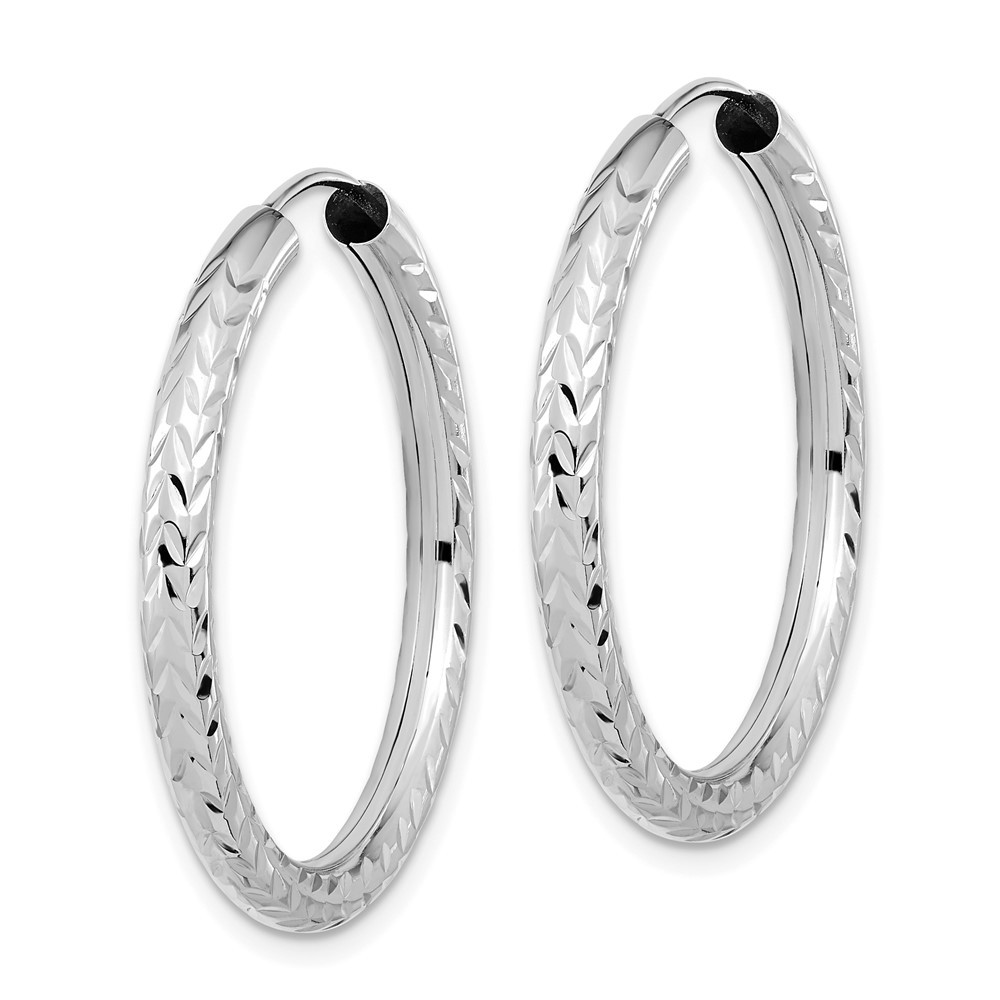 14k White Gold Polished & D/C Endless Hoop Earrings (TF1006W)