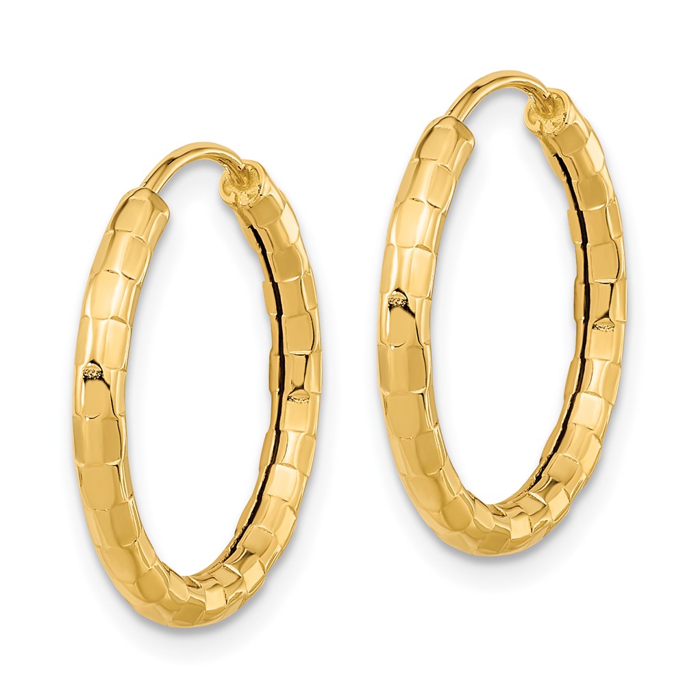 14k Gold Polished Faceted 2.5mm Hoop Earrings (TF1008)