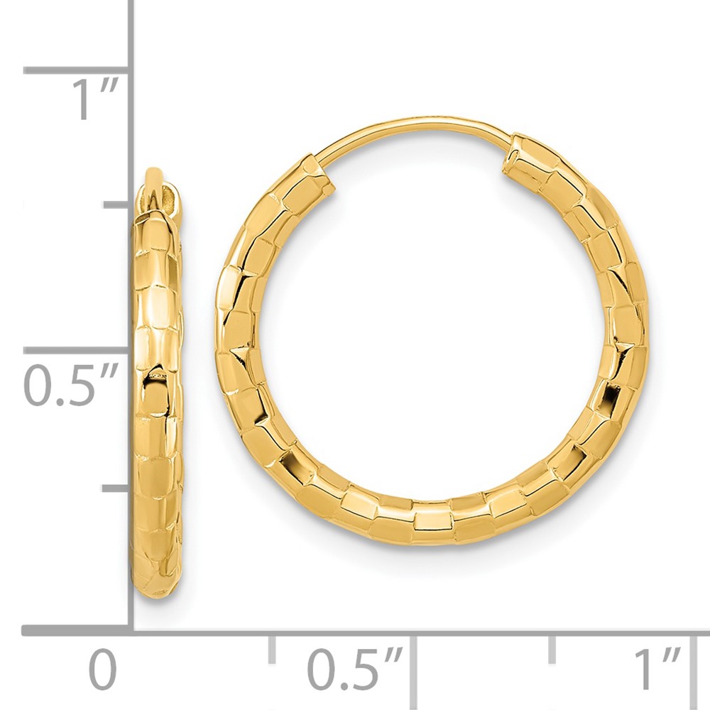 14k Gold Polished Faceted 2.5mm Hoop Earrings (TF1008)
