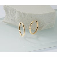 14K Yellow Gold 2.5x 20mm Polished Faceted Tube Hoop Earrings view 5
