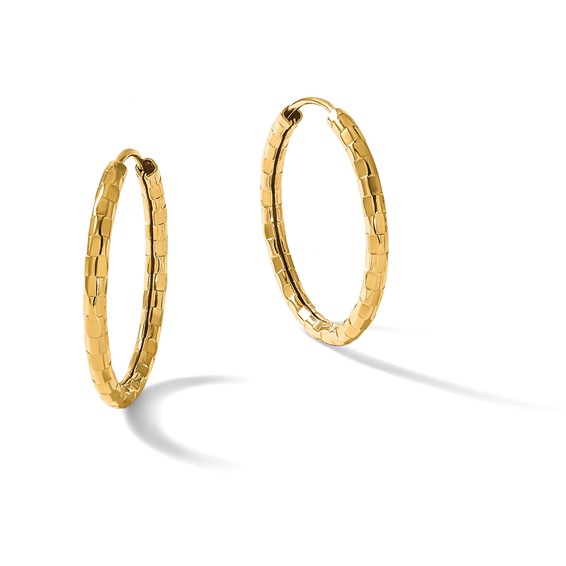 2.5mm Diamond-cut Endless Gold Hoop Earrings