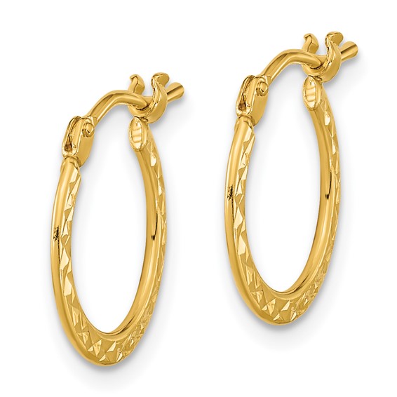 Gold Diamond-cut Knife Edge Hoop Earrings