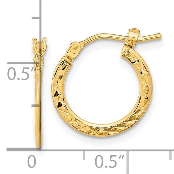 Gold Diamond-cut Knife Edge Hoop Earrings