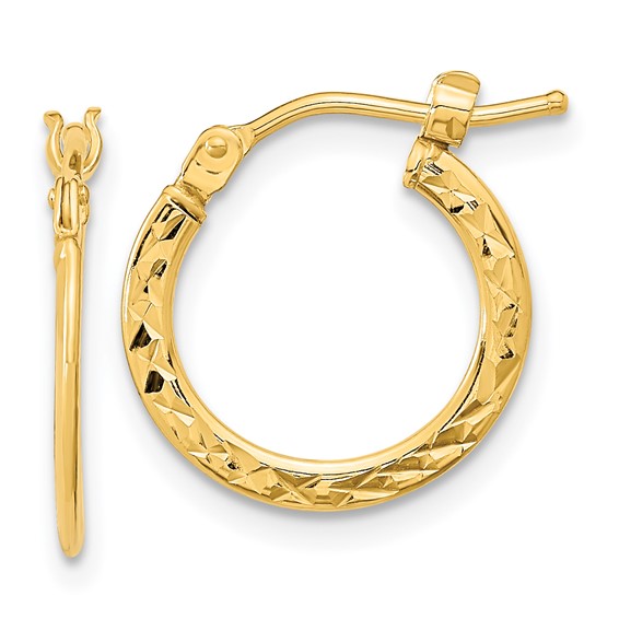 Gold Diamond-cut Knife Edge Hoop Earrings
