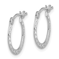 14K White Gold 1.00x 15mm Polished Diamond-cut Tube Hoop Earrings view 2