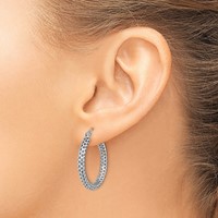 14K White Gold Mesh Hoop Earrings view 3