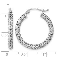14K White Gold Mesh Hoop Earrings view 4