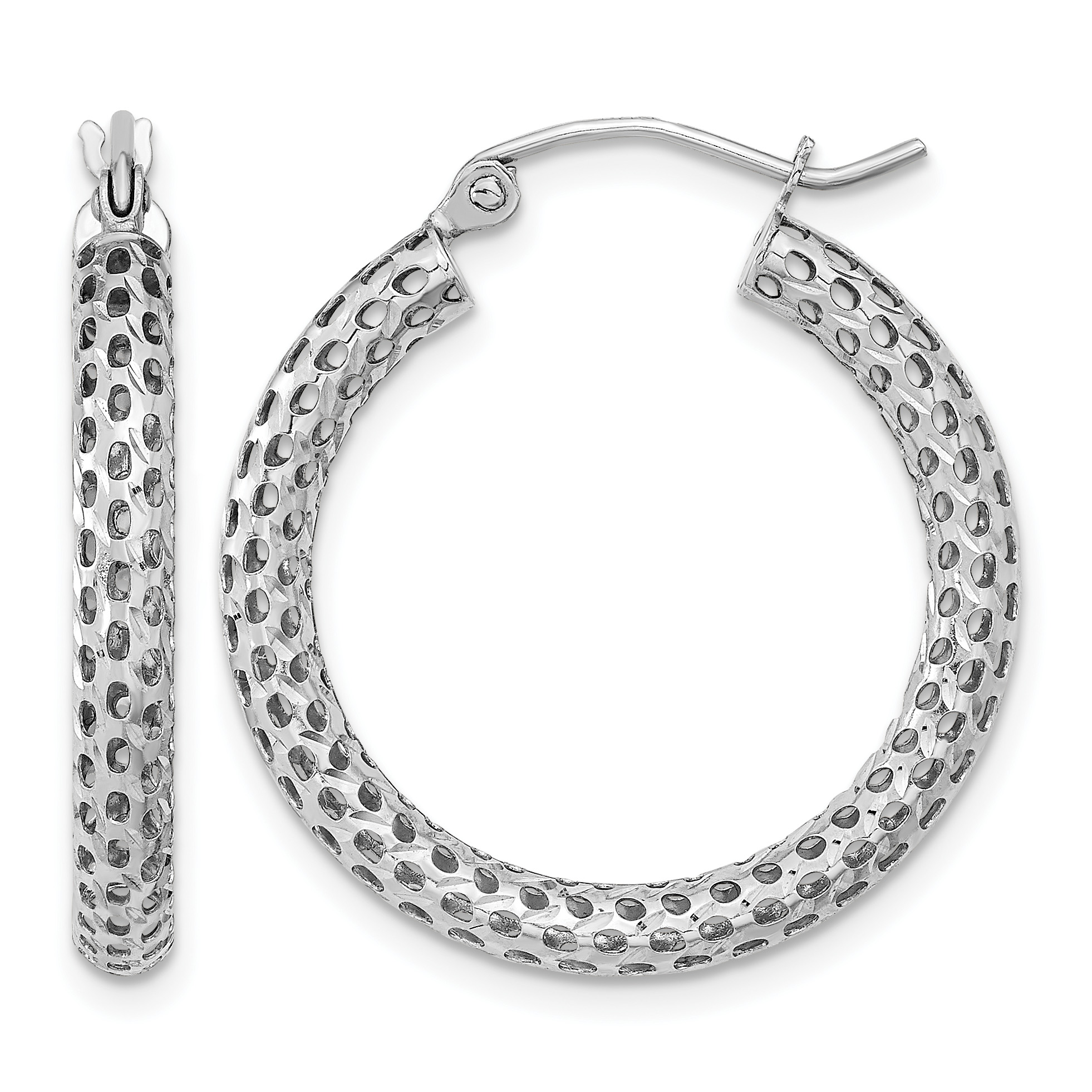 14k White Gold Mesh Hoop Earrings (TF1052)