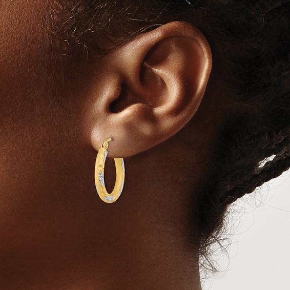 3mm Gold with Rhodium Hoop Earrings