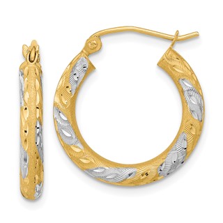 3mm Gold with Rhodium Hoop Earrings