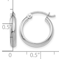 14K White Gold 2.75x 12mm Round Tube Hoop Earrings view 4