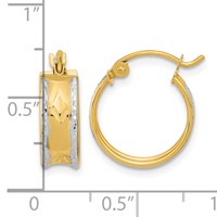 14K White Rhodium Polished Diamond-cut Hoops view 4