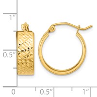14K Yellow Gold Diamond-cut Hoop Earrings view 4