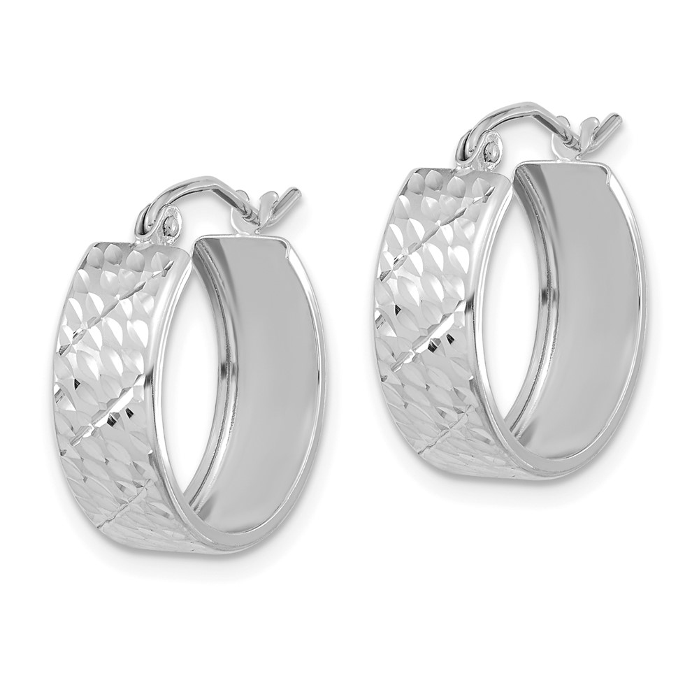 14k White Gold Diamond-cut Hoop Earrings (TF1072W)
