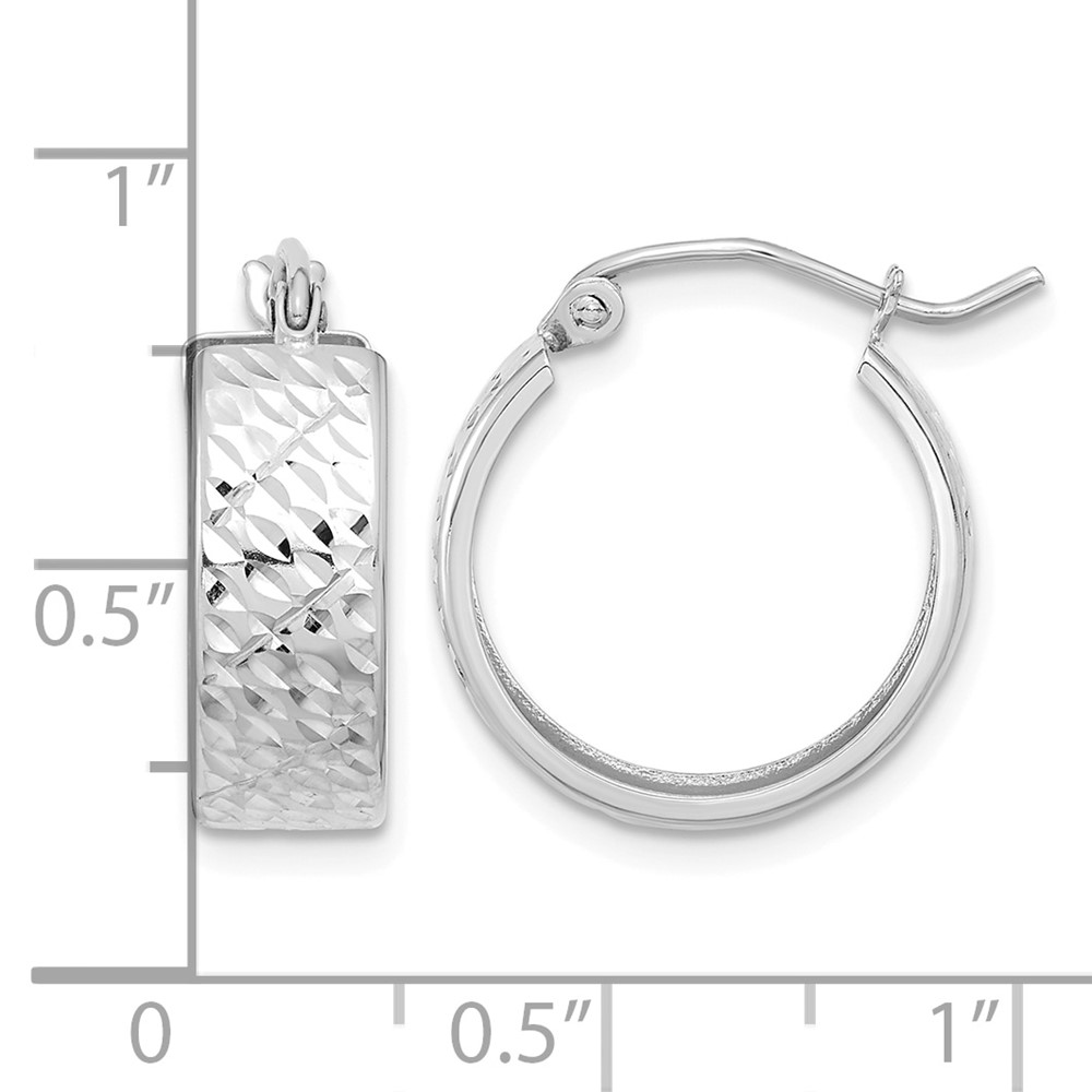14k White Gold Diamond-cut Hoop Earrings (TF1072W)