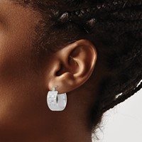 14K White Gold Diamond-cut Hoop Earrings view 3