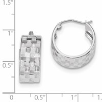 14K White Gold Diamond-cut Hoop Earrings view 4