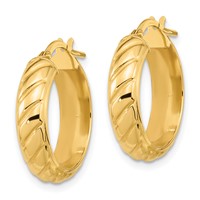 14K Polished Fancy Hoops view 2