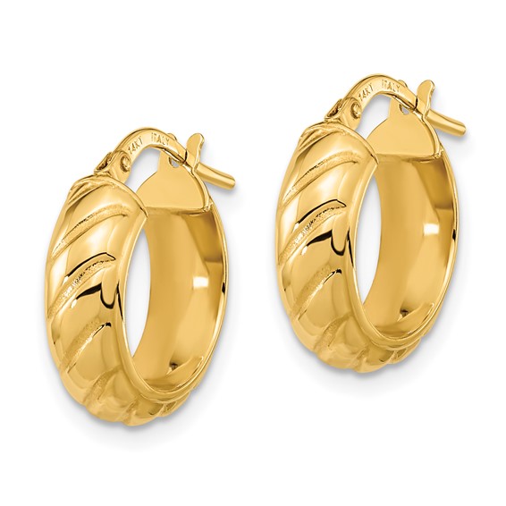 5mm Gold Polished and Texture Hoop Earrings