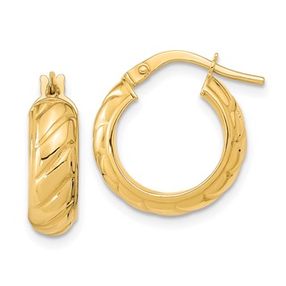 5mm Gold Polished and Texture Hoop Earrings