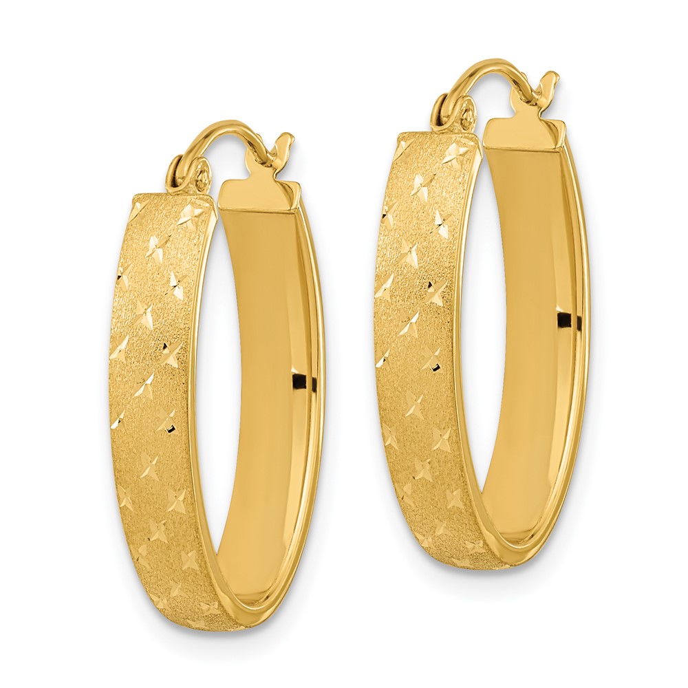 14k Polished Satin Diamond-cut Hoop Earrings (TF1085)