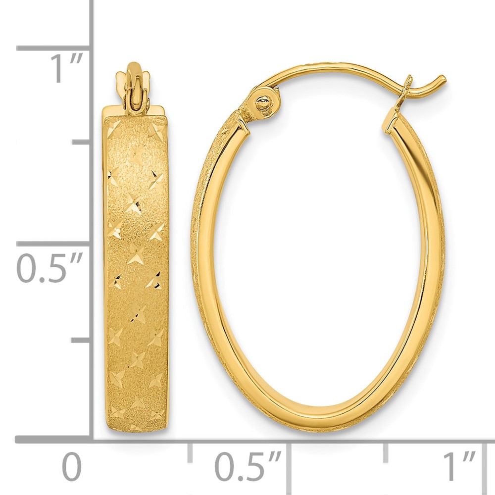 14k Polished Satin Diamond-cut Hoop Earrings (TF1085)