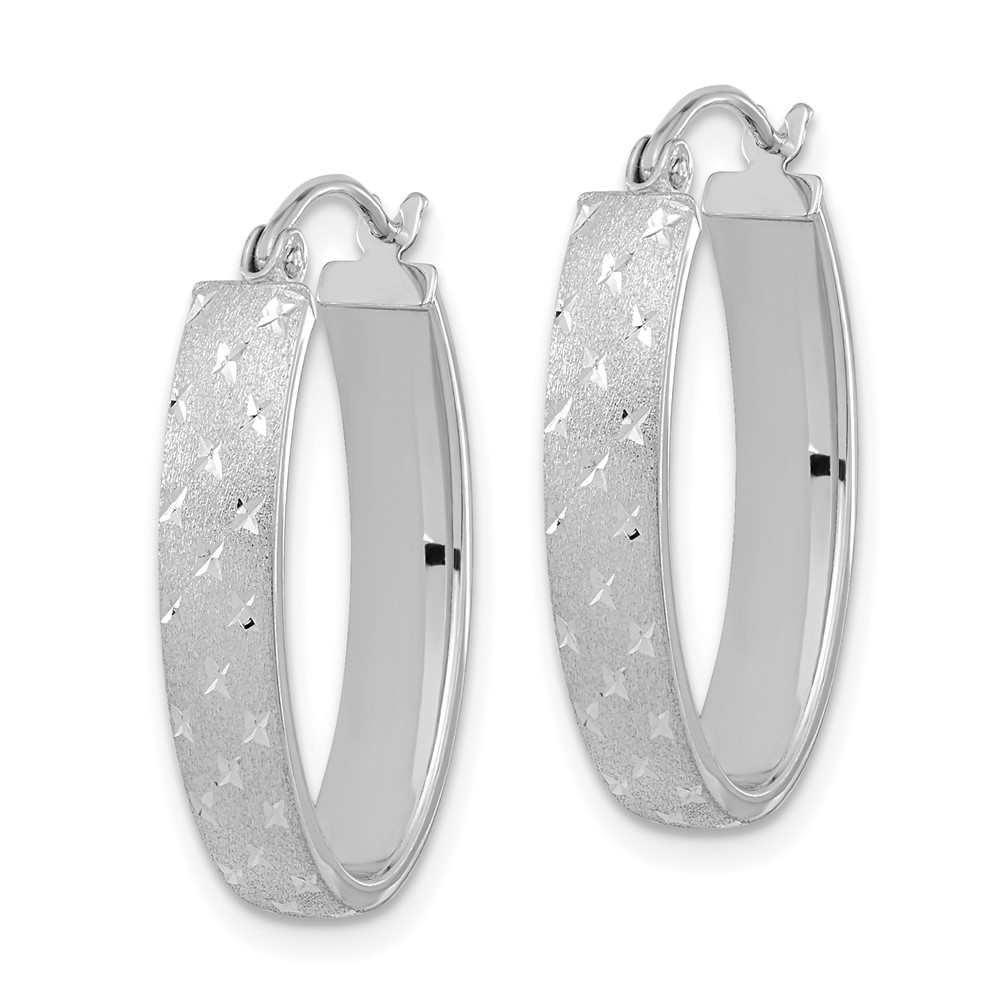 14k White Gold Polished SatinDiamond-cut Hoop Earrings (TF1085W)