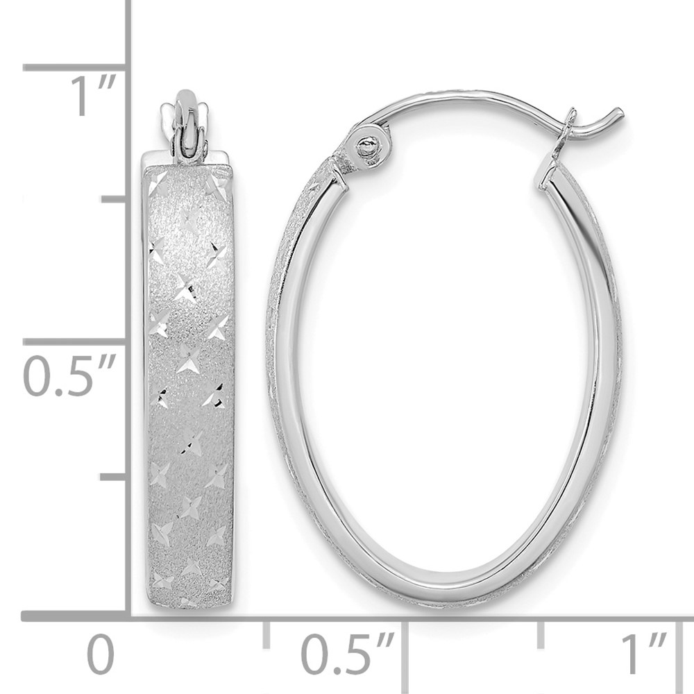 14k White Gold Polished SatinDiamond-cut Hoop Earrings (TF1085W)