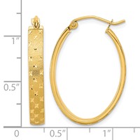 14K Yellow Gold Polished Satin Diamond-cut Hoop Earrings view 4