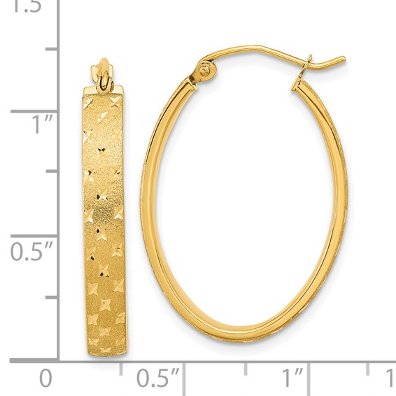 4mm Gold Diamond-cut Oval Hoop Earrings