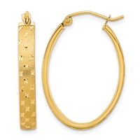 14K Yellow Gold Polished Satin Diamond-cut Hoop Earrings view 1
