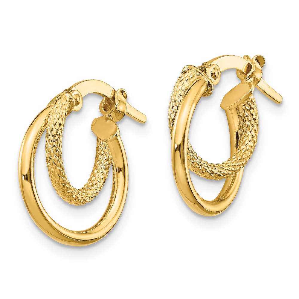 14K Polished Diamond-cut Hinged Hoop Earrings (TF1099)