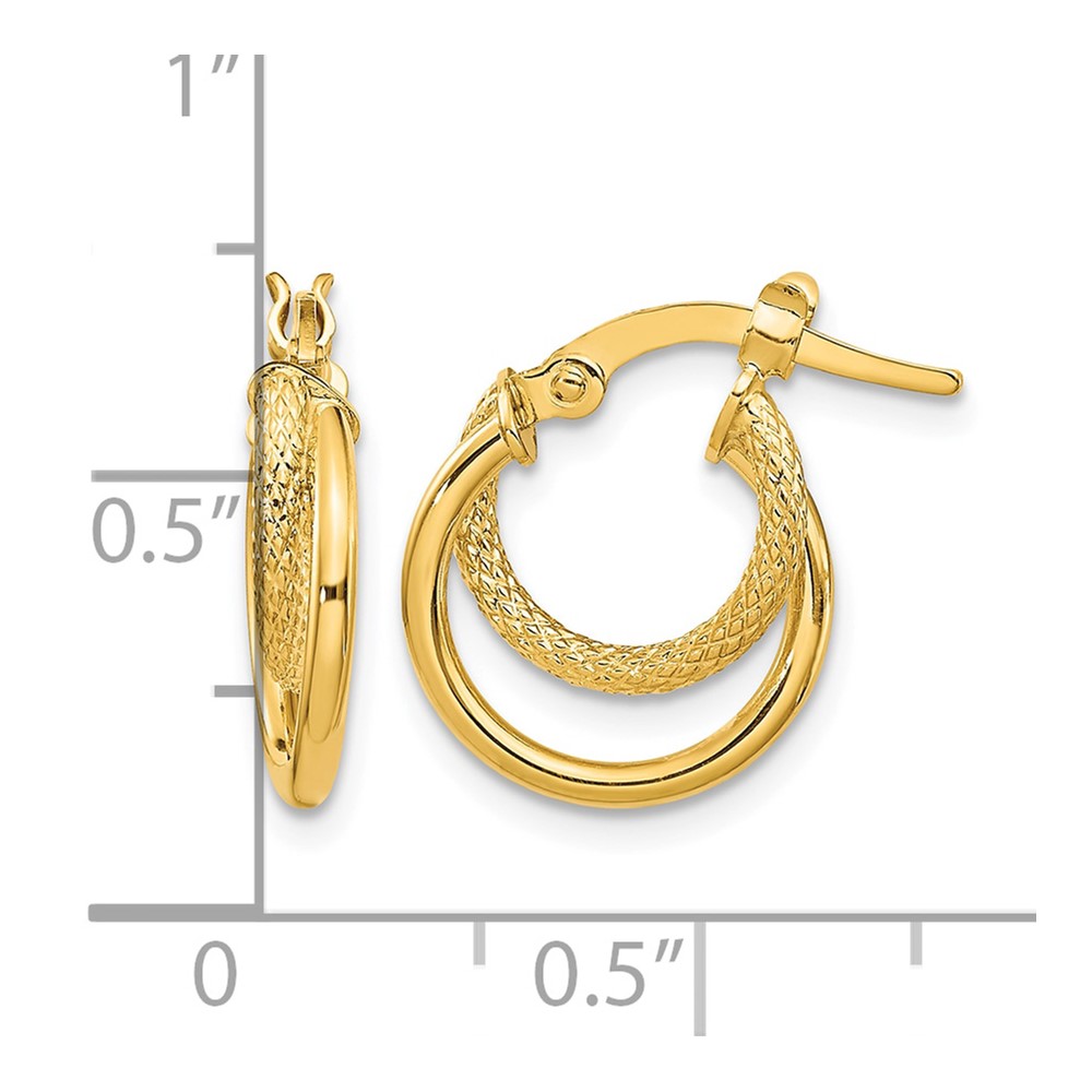 14K Polished Diamond-cut Hinged Hoop Earrings (TF1099)