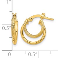 14K Yellow Gold Polished Diamond-cut Hoop Earrings view 4