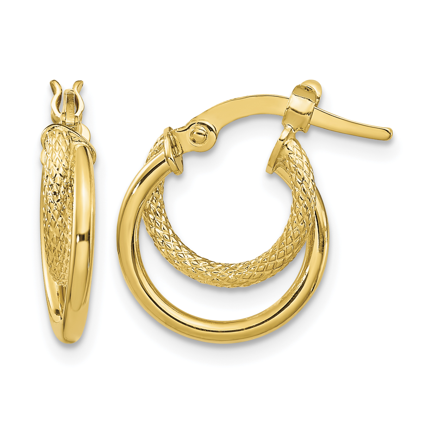14K Polished Diamond-cut Hinged Hoop Earrings (TF1099)