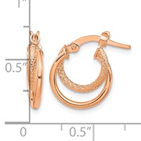 14K Rose Gold Polished Diamond-cut Hoop Earrings view 4