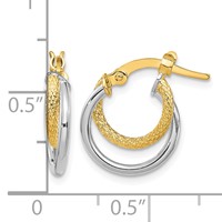 14K Two-Tone Polished Diamond-cut Hoop Earrings view 4