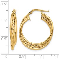 14K Polished Rope Twisted Hoop Earrings view 3