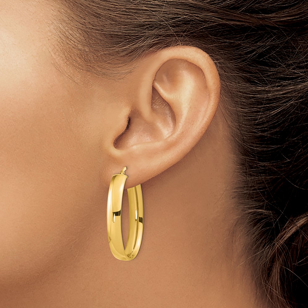 14k Polished Oval Hoop Earrings (TF1114)