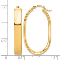 14K Yellow Gold 5.75x 38mm Polished Oval Tube Hoop Earrings view 4