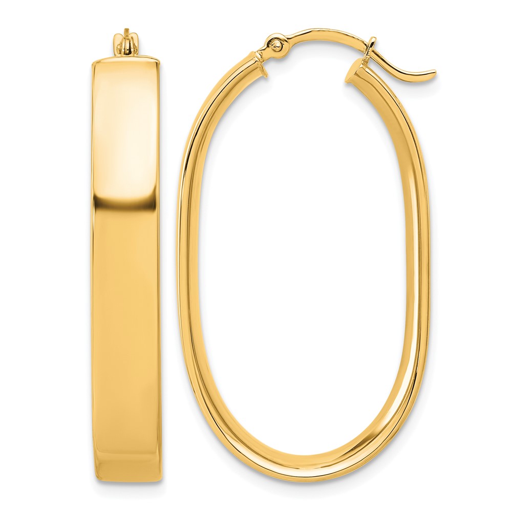 14k Polished Oval Hoop Earrings (TF1114)