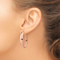 14K Rose Gold 5.75x 38mm Polished Oval Tube Hoop Earrings view 3