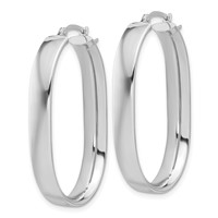 14K White Gold 5.75x 38mm Polished Oval Tube Hoop Earrings view 2