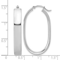 14K White Gold 5.75x 38mm Polished Oval Tube Hoop Earrings view 4